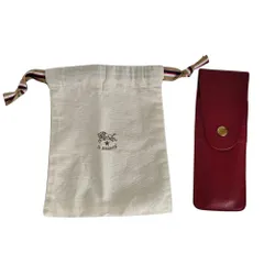 良品 IL BISONTE イルビゾンテ レザー ロゴ型押し ペンケース レッド メンズ レディース 古着 中古 USED