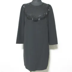 美品 N21 ヌメロヴェントゥーノ ビジュー装飾 ドレスワンピース サイズ38 ブラック レディース 古着 中古 USED