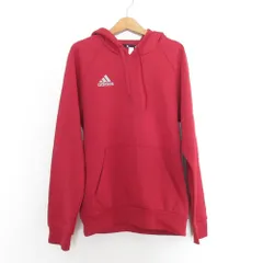 未使用 adidas アディダス ロゴプリント プルオーバー スウェットパーカー フーディー S レッド メンズ 古着 中古 USED