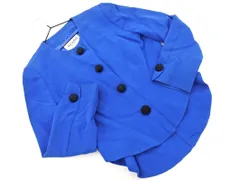 JUN ASHIDA ジュンアシダ シルク混 ノーカラー ジャケット size7/青 ◇■ レディース