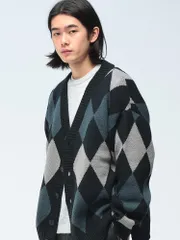 Cathy's Closet (キャシーズ クロセット) 7G アーガイル Vネック カーディガン