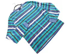 HUF ハフ ボーダー カットソー sizeM/緑ｘ紺 ◇■ メンズ