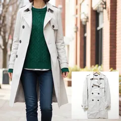 大人エレガント◎【Paul Smith BLACK LABEL】ポールスミス ブラックレーベル トレンチ コート スプリング ロング ジャケット ダブル ベルト ライナー コットン カジュアル アイボリー レディース サイズ 38(M相当) /M37993ja