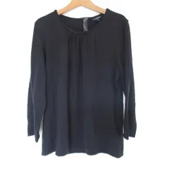 美品 BURBERRY LONDON バーバリーロンドン シルクコットン ロングスリーブ カットソー プルオーバー 6 ブラック レディース 古着 中古 USED