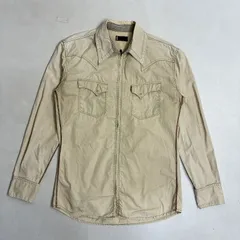 ◆ Levi's リーバイス 長袖シャツ プレミアム レッドタブ フルジップ カラーステッチ トップス 古着 コットン ベージュ サイズL メンズ 0.33kg