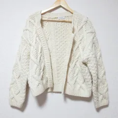良品 BEAUTY&YOUTH UNITED ARROWS ビューティーアンドユース ユナイテッドアローズ ウール ケーブルニット カーディガン ホワイト レディース 古着 中古 USED