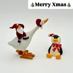 【 送料無料 】　アヒル　クリスマス雑貨　ペンギン　ミニマスコット　クリスマス飾り　【新品・未使用】　クリスマス　クリスマスオブジェ　サンタクロース