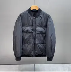 新品未使用 h 🆕高級ホワイトダックダウン 大型ポケット付きワーク風ボンバージャケット メンズ｜冬新作・保温・厚手アウター（ブラック）