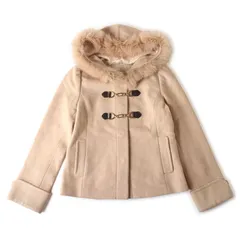 WG25086 美品 Apuweiser-riche アプワイザーリッシェ フード付き ショートコート ダッフルコート ベージュ ファー付き ウール アンゴラ混 サイズ1