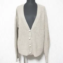 美品 jines  ジネス ウール カシミヤブレンド Vネック ニットカーディガン 38 ブラウンベージュ レディース 古着 中古 USEDのサムネイル