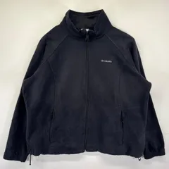 古着 コロンビア Columbia フリースジャケット 大きいサイズ ワンポイントロゴ刺繍 アウトドア フルジップ 3XL  ブラック メンズ