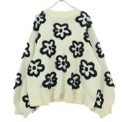 niko and... ニコアンド 花柄 長袖 セーター ホワイト レディース 古着