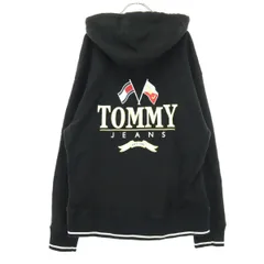 TOMMY JEANS トミージーンズ バックプリント 長袖 パーカー M ブラック メンズ 古着