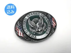 US アメリカ国旗 イーグル オーバル バックルのみ ベルト無し メタル ビンテージ風 シルバー 米国旗 星条旗 鷲 メンズ レディース