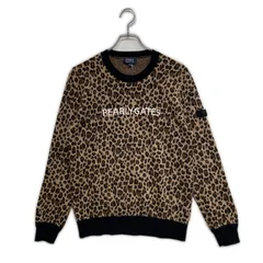 中古 レディース パーリーゲイツ PEARLY GATES セーター 2(L) 茶系 ブラウン カシミヤ混 防寒 クルーネックニット ヒョウ柄 レオパード