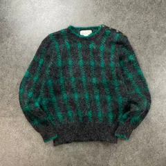 90s Vintage JONES NEWYORK Knit Sweater ジョーンズニューヨーク ニット セーター プルオーバー モヘア混 チェック柄 グリーン系 ヴィンテージ ビンテージ レディース