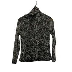 ミレール mire-ru カットソー 長袖 タートルネック 総柄 ラメ M L 黒 ブラック ベージュ