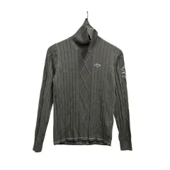 キャロウェイ CALLAWAY ゴルフウエア ニット セーター 長袖 タートルネック ロゴ刺繍 ウール混 241-5260972 M グレー 白 ホワイト