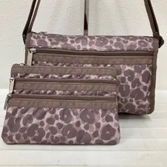 6330　良品　LeSportsac　レスポートサック　ショルダーバッグ　 斜めがけ　レオパード　ヒョウ柄　ピンクブラウン系　 茶系　ナイロン　軽量　同柄ポーチ付き　レディース