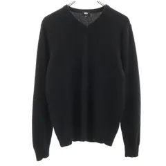 UNIQLO ユニクロ カシミヤ100％ 長袖 Vネック セーター L ブラック ニット メンズ 古着