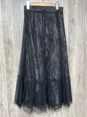 JUSGLITTY ジャスグリッティー チュール レース ロング スカート sizeS/黒 ■■◎レディース