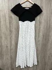 tocco closet トッコクローゼット ビックカラー バックレースアップ ドッキング ワンピース sizeM/白ｘ黒 ■◆ レディース