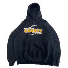 Schott パーカー フーディアメカジ バイカー 90s ブラック ロゴ 希少XL 良品 Schott フルジップロゴパーカー 墨黒 バイカー アメカジ