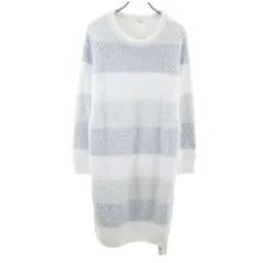 未使用 gelato pique ジェラートピケ ボーダー柄 長袖 ルームウェア F 白系 ふわもこ ワンピース レディース 古着