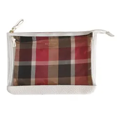 良品 BLUE LABEL CRESTBRIDGE ブルーレーベルクレストブリッジ チェック柄 クリアポーチ 小物入れ マルチカラー レディース 古着 中古 USED