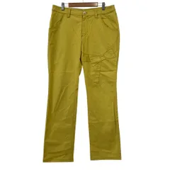 美品 OLEBOREBLA オレボレブラ アルベロベロ リボンステッチ コットンストレッチパンツ サイズＬイエロー レディース 古着 中古 USED