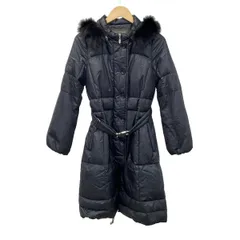 ボディドレッシングデラックス ダウンコート サイズ38 M レディース - 黒 長袖/フォックス/ベルト付き/ファー取り外し可/ジップアップ/冬