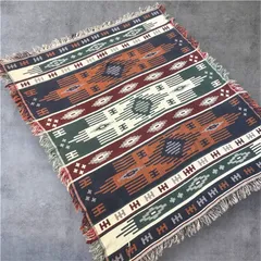 【極上ヴィンテージ🇺🇸】CROWN CRAFTS クラウンクラフツ ネイティブ柄 コットン ラグ ブランケット USA製【10022SA】