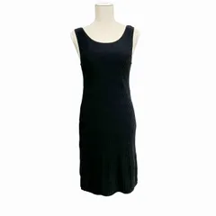 アニエスベー agnes b. ニットワンピース ロング プリーツ ノースリーブ 黒 ブラック 1 約S