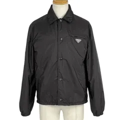 プラダ PRADA ロゴプレート ブルゾン ジャンパー ジャケット アウター ブルゾン ブラック メンズ 【中古】