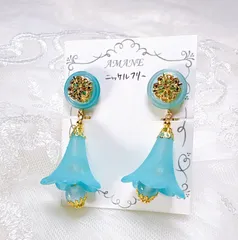 【No.27】ブルー 花 イヤリング ニッケルフリー