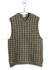 【お得なクーポン配布中!】 90s ジェイクルー アーガイル ウール ニット ベスト メンズ レディース M / オールド Vネック プルオーバー セーター 総柄 重ね着 シンプル