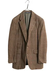 【お得なクーポン配布中!】 80s USA製 ポロ ラルフローレン ツイード テーラード ジャケット メンズ M 程/ 古着 ヴィンテージ ウール ブレザー トラッド シンプル 茶