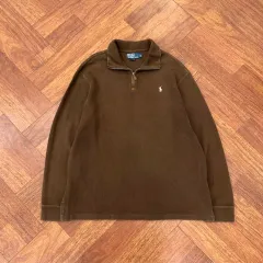XL(110) ポロ ラルフローレン ブラウン ハーフジップ Tシャツ
