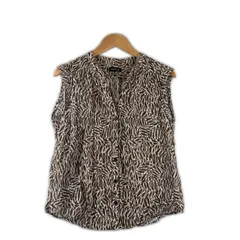 美品 Deuxieme Classe ドゥーズィエムクラス ゼブラ 春夏 SS ノースリーブTシャツ コットン ブラウン レディース【古着】【中古】【送料無料】