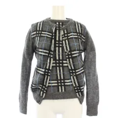 バーバリーズブルーレーベル Burberry's BLUE LABEL アンサンブル カーディガン 長袖 ニット セーター 半袖 チェック モヘヤ M グレー FBF31-879 /TKのサムネイル