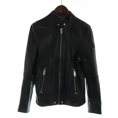 ディーゼル DIESEL Timeless シングル ライダース ジャケット ラムレザー 羊革 ジップアップ ロゴ 総裏地 黒 ブラック ■GY18 /MQ