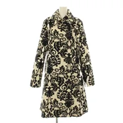 デシグアル Desigual ステンカラーコート ロング ジャガード 総柄 40 白 ホワイト 黒 ブラック 27E2907 /KU