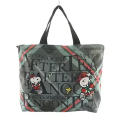 アフタヌーンティー Afternoon Tea × ピーナッツ PEANUTS チェック柄トートバッグ スヌーピー マルチカラー 紺 ネイビー ピンク /SS ■OS