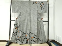 平和屋着物●訪問着　総刺繍総絞り　枝花文　黒地　正絹　逸品　CAAZ3599yc