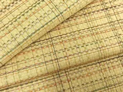 平和屋着物▽上質な紬　単衣　格子　正絹　逸品　AABC4095fy