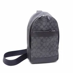コーチ(Coach) コーチ ボディバッグ メンズ チャコールグレー ブラック シグネチャーコーテッドキャンバス レザー 54787