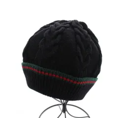 グッチ GUCCI シェリーライン ニット帽 帽子 ビーニー ニットキャップ ウール L 黒 ブラック ケーブル編み 149237 Z2239 /YMのサムネイル