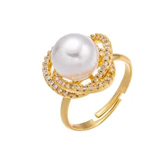 【新品】 [ROSELLA] パールリング 指輪 ゴールド レディース 二連 きらきら ビーズ お呼ばれ ドレス 上品 プチプラ (一粒 リング) 0