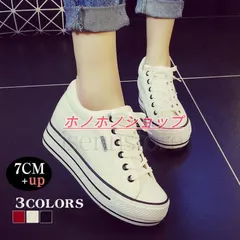 レディース 厚底スニーカー 6cmインヒール ウェッジソール キャンバス レースアップ カジュアル シューズ