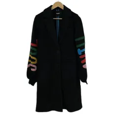 Desigual(デシグアル) コート サイズM レディース美品  - 黒×マルチ 長袖/冬